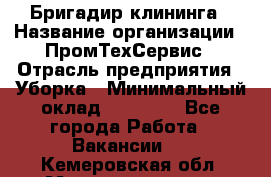 Бригадир клининга › Название организации ­ ПромТехСервис › Отрасль предприятия ­ Уборка › Минимальный оклад ­ 30 000 - Все города Работа » Вакансии   . Кемеровская обл.,Междуреченск г.